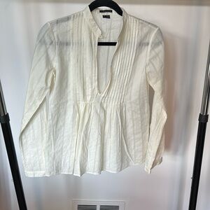 Theory pleated cream cotton tunic size p